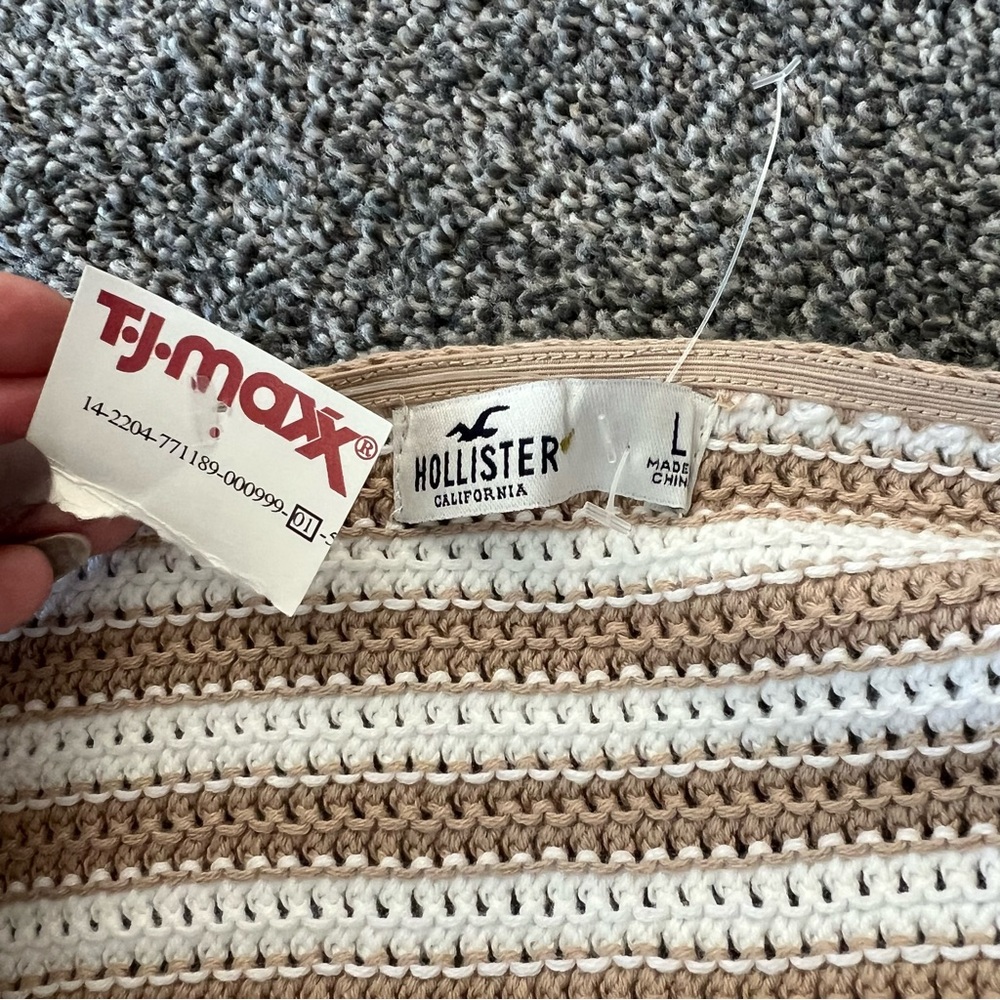 Hollister Crochet Striped Bralette — Cream & Tan - Picture 3 of 6